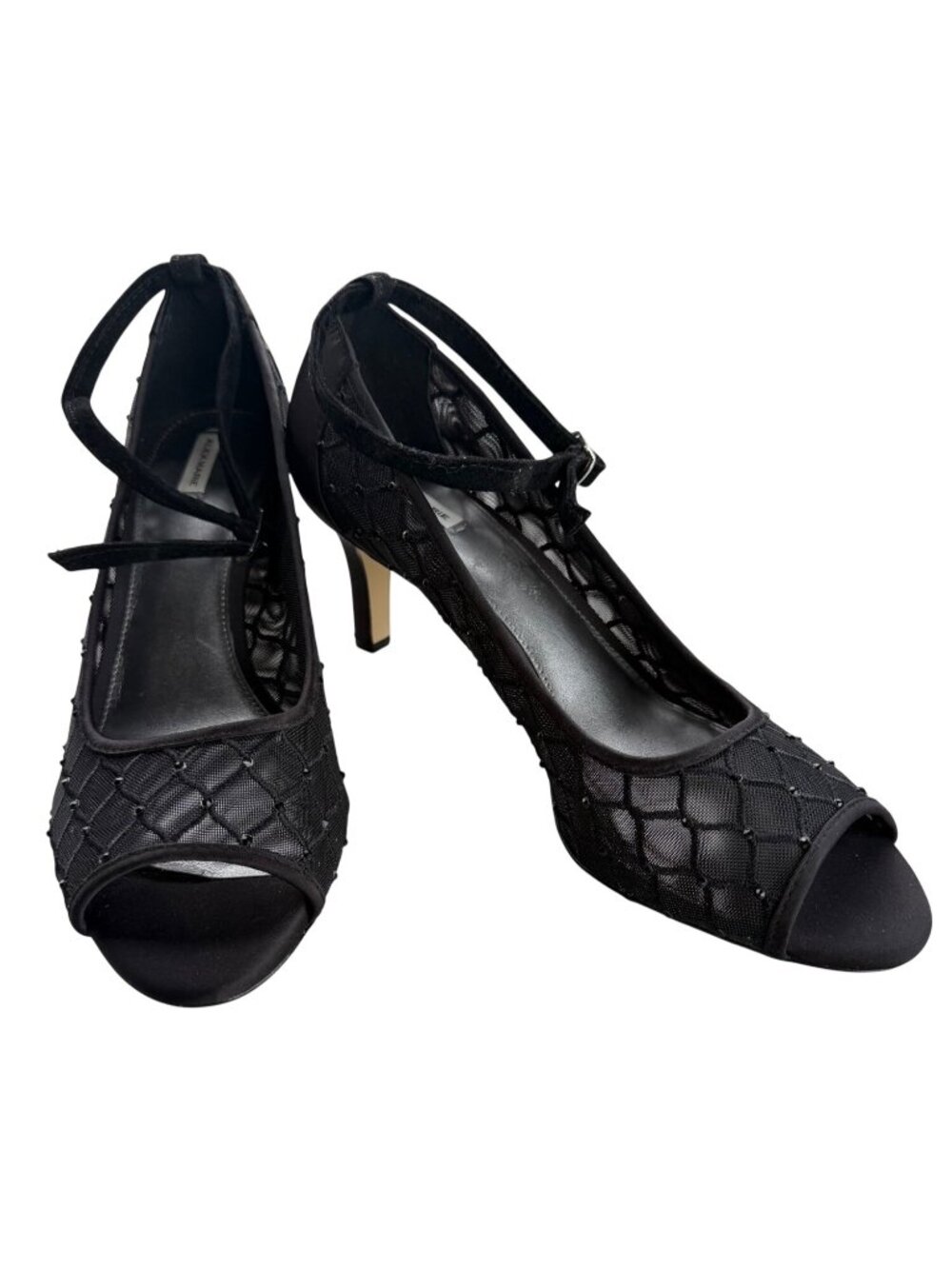 Alex Marie Mesh Peep-Toe Pumps w/Lattice Pattern & Rhinestone Women's Size 11